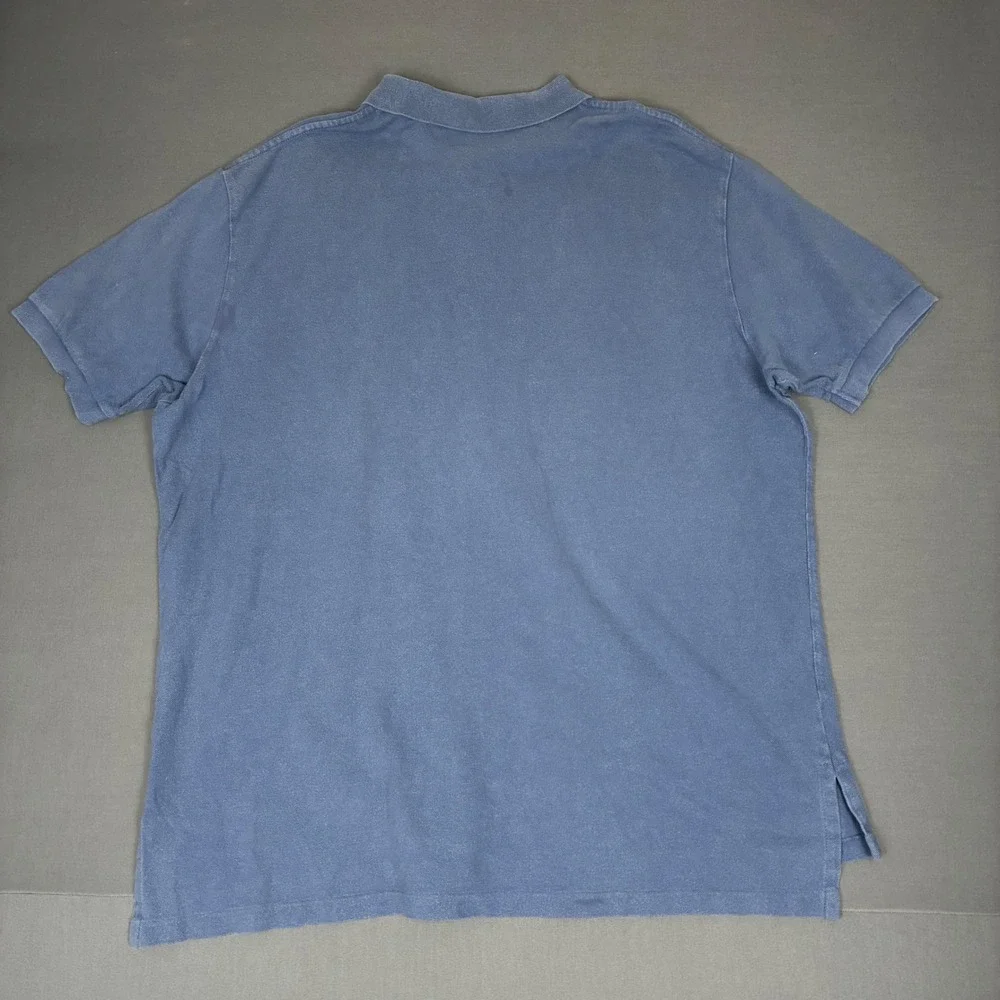 Polo Ralph Lauren Blue Short Sleeve Polo Men's Size XXL Orange Pony VTG Preppy